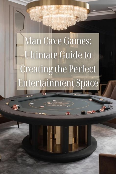 Transform your man cave with engaging games like darts, poker, and arcade games. Design a comfortable and inviting space with seating, lighting, and decor. Consider adding a bar and unique features like a bowling alley or personalized sports memorabilia to create the ultimate entertainment hub. Modern Man Cave, Frat House, Poker Tables, Man Cave Games, Ultimate Man Cave, Games Design, Poker Night, Bowling Alley, Traditional Games