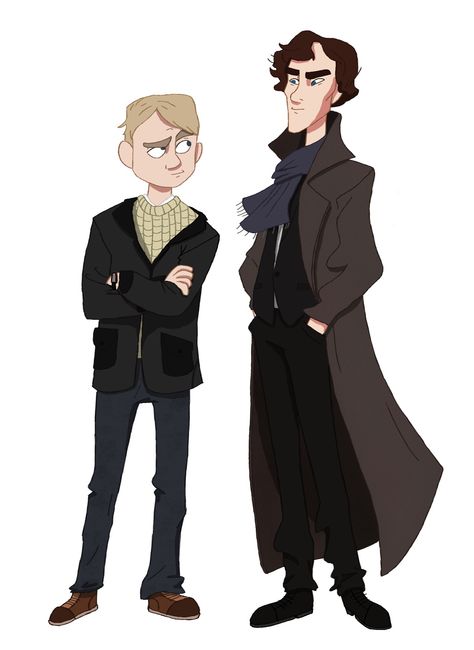 The world's only consulting detective and his conductor of light | Sherlock Holmes and Dr. John Watson Sherlock Holmes Cartoon, Sherlock Cartoon, Sally Face Game, 29 June, Dr Watson, Inanimate Objects, Sherlock Fanart, Sherlock Fandom, Fandom Art