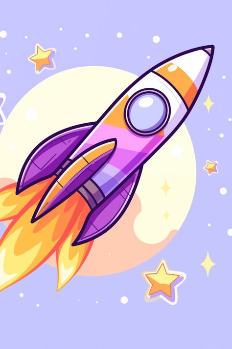 Simple rocket illustration for children. Rocket Drawing For Kids, Rocket Ship Drawing, Moon For Kids, Rocket Drawing, Cartoon Rocket, Simple Illustrations, Art Elements, Ship Drawing, Rocket Ship