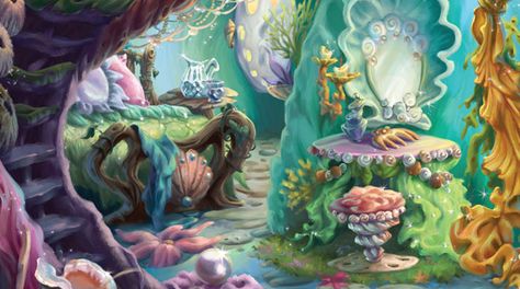 So early today, I decided to go looking around the website, & what did I find? Some really beautiful illustrations of the original fairies homes Here are my favorites; [which are basically all … Fairy Rooms, Mermaid Cave, Disney Faries, Disney Fairies Pixie Hollow, Fairy Bedroom, Underwater Scene, Pixie Hollow, Fairy Furniture, Disney Fairy