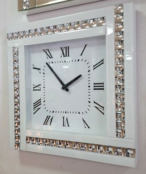 Glass Wall Clocks - Ideas on Foter Wood And Mirror, Mirror Trim, Contemporary Wall Clock, House Ceiling Design, Mirror Wall Clock, Acme Furniture, Wood Mirror, Contemporary Wall, Wall Spaces