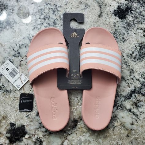 Adidas Adilette Comfort Slides Pink/White Womens Shoes Gv9739 Size 8. Brand New With Tags. These Slides Are My Favorite. Comfort For Days! -Lightweight Slides With A Pillow-Soft Footbed For Cruising Comfort -Synthetic Upper For Durability And A Light Weight -Eva Outsole For Lightweight Comfort -Cloudfoam Plus Footbed Helps Recharge Your Energy With Pillow-Soft Cushioning *New Bday List, Adidas Adilette, White Shoes Women, Shoes Adidas, Pink Adidas, Adidas Shoes, Adidas Women, Women's Shoes, Pink White