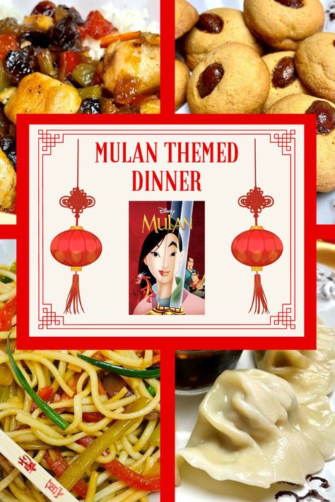 Mulan Dinner Ideas, Mulan Food Recipes, Mulan Inspired Food, Mulan Themed Food, Mulan Movie Night Food, Mulan Themed Dinner, Mulan Dinner And A Movie, Movie Themed Recipes, Fun Themed Dinner Ideas