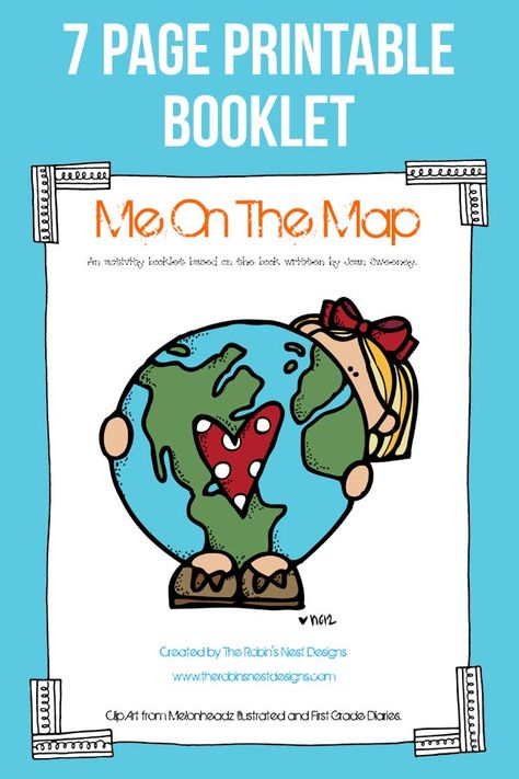 Me on the Map | 7 page printable book to give kids a better perspective of how they fit into the world. Part of our Summer Survival Series. Me On The Map Project, Me On The Map Free Printable, Map Activities For Kids, Maps For Kindergarten Social Studies, Make Your Own Map Activity, Me On A Map, Free Printable World Map, Me On The Map, Kids Passport Books