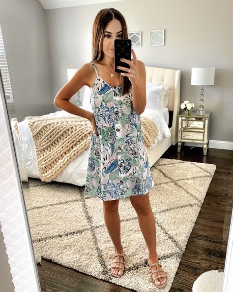 IG: @mrscasual |  Cute beach dress & Valentino sandal dupes Affordable Spring Cami Mini Dress, Valentino Sandals Outfit, Spring Beach Cami Mini Dress, Spring Seamless Camisole Mini Dress, Spring V-neck Mini Dress By Amazon, Beach Season Floral V-neck Mini Dress, Wedges Outfit, Valentino Sandals, Sunglasses Outfit