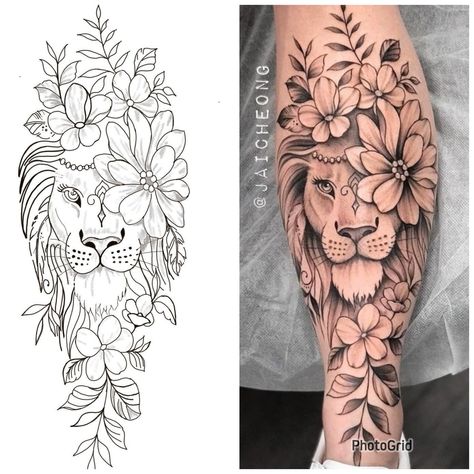 Calf Tattoos For Women, Watercolour Tattoo, Lioness Tattoo, Upper Arm Tattoos, Tattoo Design Book, E Tattoo, Calf Tattoo, Top Tattoos, Feminine Tattoos