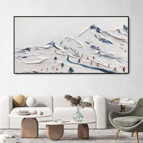 Sport Painting, Wabi Sabi Art Painting, Skiing Art, Mountain Skiing, Wabi Sabi Painting, Sports Painting, Ski Sport, Painting Snow, Sport Art