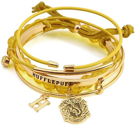 HP Harry Potter Hufflepuff Arm Party: Jewelry Earrings Harry Potter, Arm Party Bracelets, Harry Potter Accessories, Hufflepuff Aesthetic, Harry Potter Items, Braided Bracelet Diy, Hp Harry Potter, Harry Potter Jewelry, Harry Potter Style