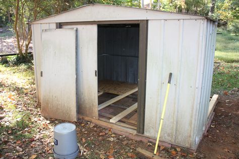 Metal Shed into a coop - detailed project description Shed Turned Into Chicken Coop, Old Shed Into Chicken Coop, Chicken Coop From Old Shed, Sheds Turned Into Chicken Coop, Metal Shed Turned Chicken Coop, Chicken Coop From Metal Shed, How To Turn A Shed Into A Chicken Coop, Turn A Shed Into A Chicken Coop, Turning Shed Into Chicken Coop