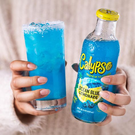 3 Parts Calypso Ocean Blue Lemonade2 Parts Coconut RumSplash of Pineapple JuiceIceRim Glass with Coconut Calypso Lemonade, Calypso Ocean Blue Lemonade, Blue Lemonade Alcohol Drink, Electric Blue Lemonade, Blue Hawaii Drink, Girly Acrylic, Girly Acrylic Nails, Coconut Rum, Pineapple Juice