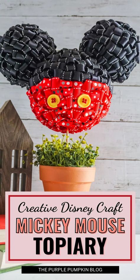 Ribbon Topiary, Ruler Crafts, Disney Themed Cakes, Mickey Mouse Ornaments, Gang Aesthetic, Disney Diy Crafts, Mickey Mouse Pins, Mickey Mouse Pumpkin, Pumpkin Topiary