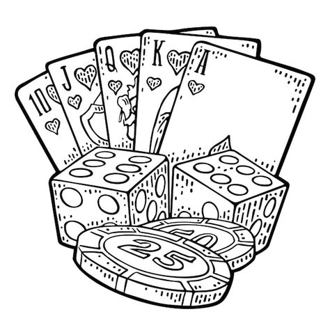 Poker Chips Tattoo, Dice Vector, Dice Drawing, Chip Tattoo, Casino Tattoo, Desenho Tom E Jerry, Planet Drawing, Tattoo Shading, Men Tattoos Arm Sleeve