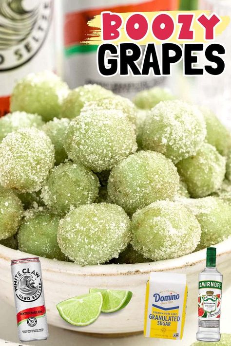 Boozy grapes are all the rage, offering a burst of juicy sweetness with a delightful boozy twist. Infused with hard seltzer and vodka, a delightful twist that are easy to make and promises to be the star of the party. #party #cocktail #boozy #partyfood White Claw Vodka, Boozy Grapes, Sour Patch Grapes, Butterbeer Recipe, Princess Pinky Girl, Pinky Girl, Frozen Grapes, Grape Recipes, Summer Salads With Fruit