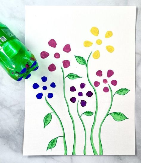 Spring Painting Activities, Flower Painting Kindergarten, Preschool Painting Techniques, Painting Techniques For Kids, Flower Painting Techniques, Flower Art Craft, Easy Flower Craft, Easy Painting For Kids, Painting Techniques For Beginners