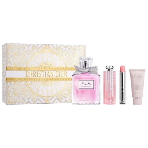 Miss Dior Beauty Ritual Lifestyle Perfume Set - DIOR | Sephora Dior Gift Set, Glow Balm, Miss Dior Blooming Bouquet, Blooming Bouquet, Dior Addict Lip Glow, Dior Lip Glow, Dior Addict Lip, Dior Perfume, Makeup Gift Sets