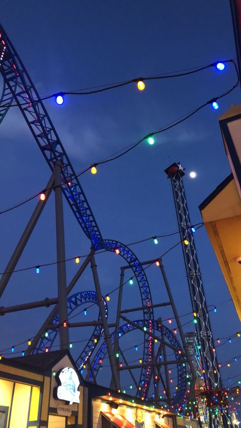 Rollacoaster Aesthetic, Rollercoaster Aesthetic Wallpaper, Rollercoaster Wallpaper, Galveston Aesthetic, Scenery Wallpaper Aesthetic, Rollercoaster Aesthetic, Wallpaper Scenery, Lights Aesthetic, Parc D'attraction