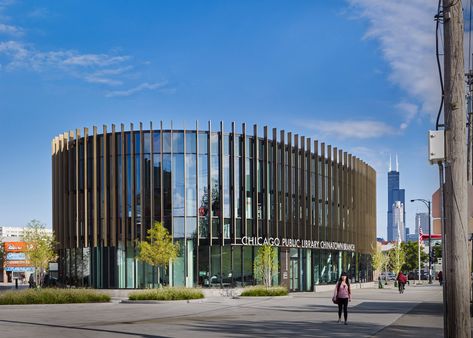 SOM creates circular library in Chicago’s Chinatown Chinatown Chicago, Architecture Art Nouveau, Chinese Courtyard, International Interior Design, Architect Magazine, Interior Design Awards, Chinese Design, Library Design, Building Design