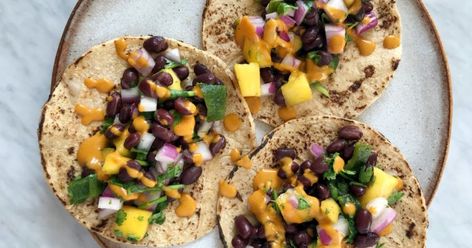 Vegan Black Bean Taco Recipe - mindbodygreen Mango Tacos, Black Bean Tacos, Taco Recipe, Vegan Tacos, Cooking Black Beans, Healthy Dog Treat Recipes, Taco Recipes, Health Eating, Healthy Food Choices