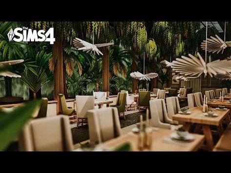 The Oasis Restaurant ♥ The Sims 4: Speed Build // CC - YouTube Restaurant Sims 4, Oasis Restaurant, Sims 4 Restaurant, Around The Sims 4, Oasis Springs, Japanese Onsen, Cc Patreon, Sims 4 Speed Build, Cozy Backyard