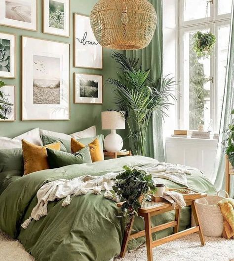 As the days get longer, and the sunshine makes everyone slow down, there's no better feeling than having a bedroom that feels fresh and relaxing! Here are 10 super cute looks that provide a fun pop of color and pattern, while keeping this light and fresh. Don't forget to share your progress and room makeovers with us by #EverLastingMakeover @EverLastingFabric.   Summer Dreaming in Yellow and Pink #EverLastingMakeover Inspiration by @goodho0d Try this Mixed Gingham Bedding Set in Pink an Olive Green Bedrooms, Design Ložnic, Green Bedroom Decor, Sage Green Bedroom, Gold Bedroom, Woman Bedroom, Redecorate Bedroom, Comfortable Bedroom, Green Rooms