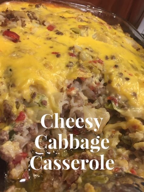 Chopped Cabbage Casserole, Fried Cabbage Casserole, Cabbage Rotel Hamburger, Cheesy Cabbage Beef Skillet, Cabbage And Rotel Recipes, Cajun Cabbage Casserole, Low Carb Cheesy Cabbage Casserole, Cheesy Ground Beef And Cabbage Skillet, Cheese Cabbage Casserole