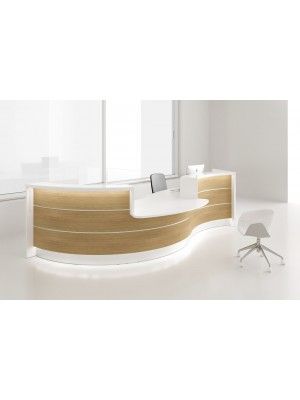 VALDE Middle Countertop Curved Reception Desk, Canadian Oak White Reception Desk, Hotel Reception Desk, Curved Reception Desk, Industrial Office Furniture, Wood Reception Desk, Curved Desk, Dental Office Design Interiors, Modern Reception Desk, Reception Desk Office