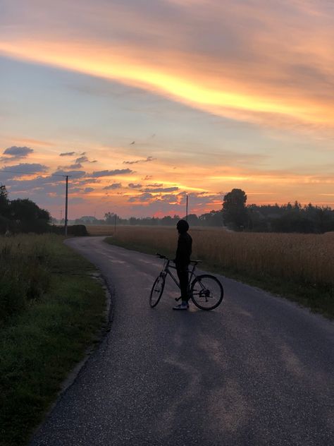 Riding Bike Aesthetic, Bike Aesthetic, Riding Bike, Visual Board, Story Characters, Summer Bucket Lists, Summer Sunset, The Sunset, Bike Ride