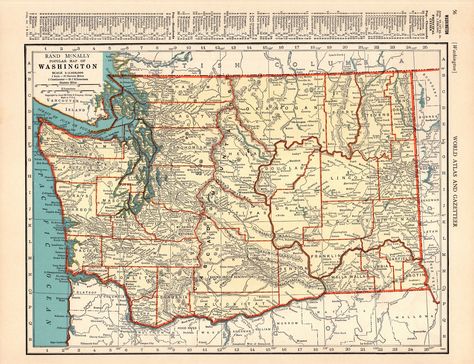 1940 Vintage WASHINGTON State Map of Washington Gallery Wall Decor Birthday Gift for Wedding Anniversary 1599 by plaindealing on Etsy Washington State Map, Vintage Washington State, Miniature Map, Wall Decor Birthday, Gift For Wedding Anniversary, Washington Map, Horse Art Print, Fish Wall Art, Gift For Wedding