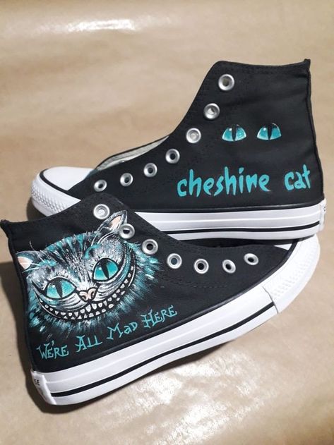 Painted Converse, Grunge Shoes, Painted Shoes Diy, Custom Sneakers Diy, Costume Shoes, Painted Denim, Stylish Dresses For Girls, Swag Shoes, Cheshire Cat