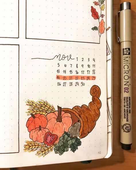 Thanksgiving Bullet Journal Ideas, Thanksgiving Journal Ideas, Thanksgiving Bujo, November Journal Ideas, Thanksgiving Bullet Journal, November Calendar Ideas, November Bullet Journal Cover, Thanksgiving Journal, November Bujo