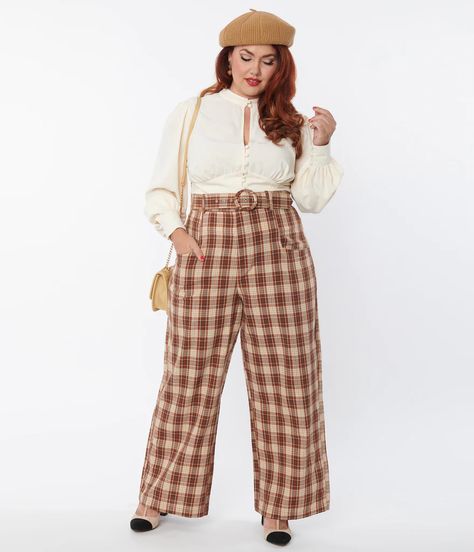 Plus Size Vintage Suit, Plus Size Retro Outfits, Light Academia Outfit Plus Size, Fashion Inspo Outfits Plus Size, Plus Size 70s Fashion, Wizard Clothes, 1940s Pants, Plus Size Vintage Outfits, Academia Chic