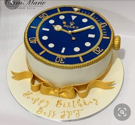 Watch Cake Ideas For Men, Rolex Watch Cakes For Men, Watch Cake Ideas, Watch Theme Cake, Rolex Birthday Cake, Watch Cake Designs For Men, Rolex Cake For Men, Rolex Watch Cake, Mini Cooper Cake