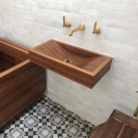 Handmade Teak Basins | Wooden Basins | Bespoke & Luxury Wood Basins Wooden Bathroom Accessories, Wooden Sink, Centre Table Design, Wood Bathtub, Compact Furniture, Wood Sink, How To Waterproof Wood, Home Decor Shelves, Basin Design