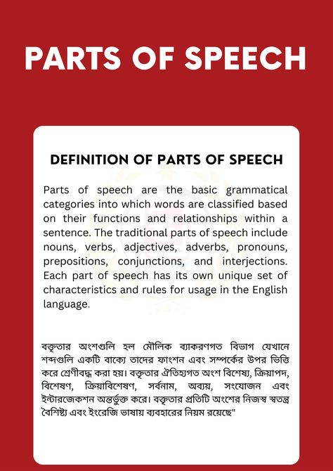 Definition of Parts Of Speech– 9 Parts Of Speech, Parts Of Speech Definitions, 8 Parts Of Speech Printable, Grammar Parts Of Speech, 8 Parts Of Speech, Nouns Verbs Adjectives Adverbs, Nouns Verbs Adjectives, Learn English Grammar, A Sentence