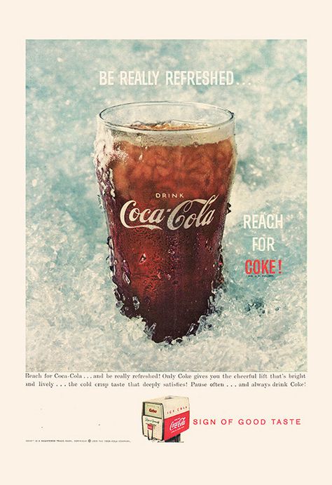 VINTAGE COCA-COLA Ad Retro Mid-Century by EncorePrintSociety Soda Ads, Coca Cola Poster, Coke Ad, Coca Cola Santa, Always Coca Cola, Coca Cola Ad, World Of Coca Cola, Vintage Coke, Coke Cola