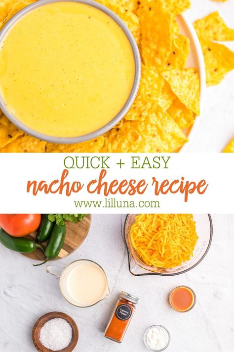 Delicious concession-style Nacho Cheese sauce is made from scratch in only 20 minutes! It's a crowd favorite. #nachocheese #nachos #homemadenachocheese #homemadenachos #nachocheeserecipe Nacho Cheese Sauce Crockpot, Cheese Sauce Crockpot, Home Made Nacho Cheese, Easy Nacho Cheese Recipe, Best Cheese For Nachos, Easy Nacho Cheese Sauce, Nacho Cheese Recipe, Easy Nacho Cheese, Homemade Nacho Cheese Sauce