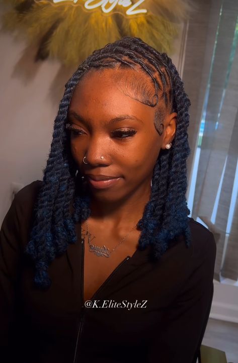 Blue Black Locs, Midnight Blue Locs, Dark Blue Locs, Loc Hairstyles For Women Medium Length, Loc Dye, Blue Locs, Loc Hairstyles, Locs Hairstyles, Loc Styles