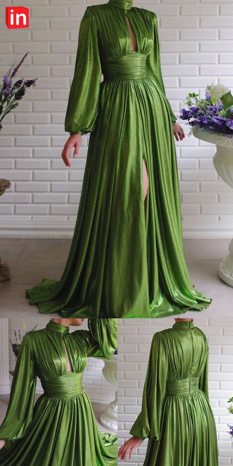 Turtleneck Dress Formal, Long Dress Green, Wedding Apparel, Maxi Long Dress, Womens Sheath Dress, Green Dresses, Brown Long Sleeve, Turtle Neck Dress, Dress Maxi