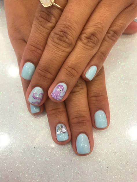 Octopus Nails Design, Octopus Nail Art, Octopus Nails, Beach Themed Nails, Boring Nails, Preppy Nails, Ocean Nails, Ideas Uñas, Sea Nails