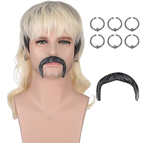 Joe Exotic Costume, Blonde Cosplay Wig, 80s Rocker, Mullet Wig, King Costume, Joe Exotic, Mens Wigs, Wavy Wigs, Tiger King