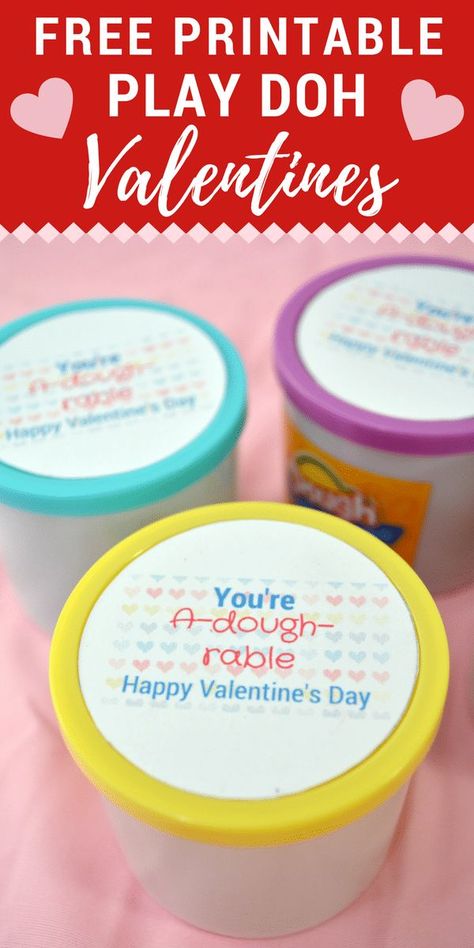 With this "You're A-dough-rable" Play Doh Valentine printable you can turn a plain jar of playdough into a Valentine's Day gift that is perfect for kids to give their classmates or their teachers. #ValentinesDay #Valentine #PlayDough Play Doh Valentines, Valentine's Day Crafts For Kids, Printable Valentines, Valentine's Day Printables, Valentines Printables Free, Valentines Day Activities, Valentine's Day Quotes, Valentine Candy, Unique Valentines