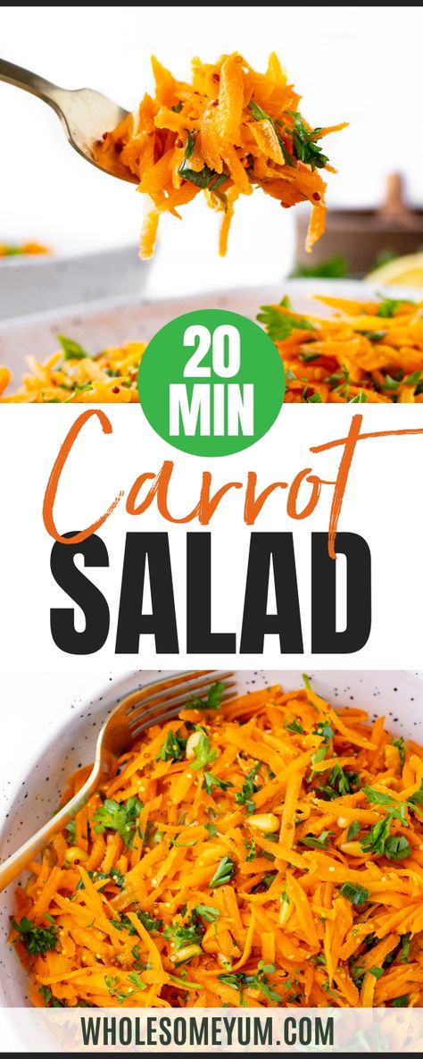 Carrot SaladBaked Chicken Legs
Taco Salad
Halibut Recipe
Sirloin Steak
The Best Burgers
Sauteed Zucchini
 - I first tried a carrot salad like this on our honeymoon in Paris. It was so different from the mayo-based carrot raisin salads that my mom makes, but I loved the lighter balance of sweet and tangy flavors of the French version more. Years later, as I often do, I decided to try to recreate that experience at home… because food is one of the best ways to bring back memories. Whether you’ve b Korean Carrot Salad, Korean Carrot, Raisin Salad, Moroccan Carrot, Moroccan Carrot Salad, Carrot Raisin Salad, Moroccan Carrots, Great Salad Recipes, Korean Recipe