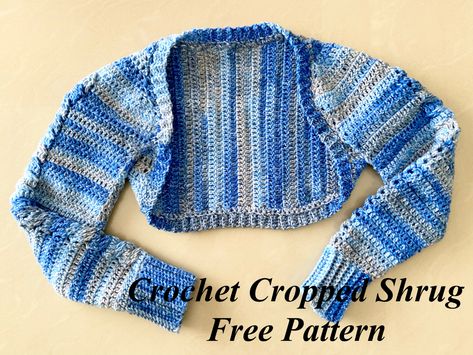 Crochet Cropped Shrug Pattern Free, Long Sleeve Shrug Crochet Pattern Free, Sleeve Shrug Crochet, Cropped Shrug Crochet Pattern, Crochet Crop Shrug, Crochet Shrug With Sleeves, Crochet Shrug Pattern Free, Crochet Shrugs, Crochet Jackets