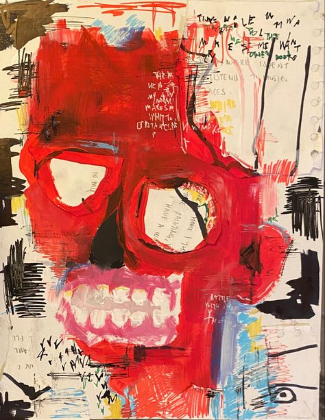 Abstract Skull Painting, Punk Painting, Jm Basquiat, Abstract Skull, Expressive Painting, Basquiat Art, Afrocentric Art, Spotify Apple, Arte Inspo