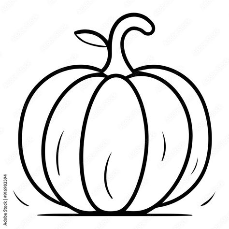 Download A simple black and white outline drawing of a pumpkin Stock Vector and explore similar vectors at Adobe Stock. Outline Drawings Simple, Drawing Of A Pumpkin, Simple Outline Drawing, Pumpkin Outline, Black And White Outline, Pumpkin Drawing, Pumpkin Stem, Fall Tree, Pumpkin Clipart