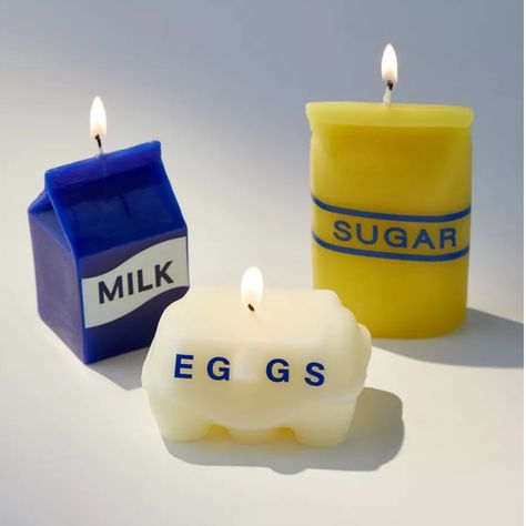 Sugar Eggs Milk Adorable Kitchen Cooking Candle Set New In Box Urban Outfitters Candle, Joy Decorations, Unscented Candles, Candle Kit, Shaped Candles, Novelty Candles, Candle Kits, Colorful Apartment, Uo Home