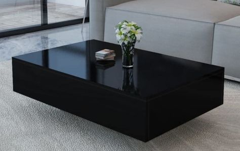 WIFESE Black Coffee Table 33.5"x21.7"x12.2" High Gloss Square Coffee Table Modern Elegant MDF Glossy Black Side Table for Living Room, Sitting Room Home Office Black Square Coffee Table, Side Table For Living Room, Black Coffee Table, House Roof Design, Coffee Table Modern, Beauty Room Decor, Apartment Living Room Design, Square Coffee Table, Table For Living Room