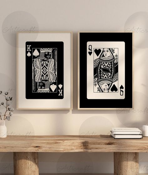 3 Art Prints On Wall, Whimsical Art Deco, King And Queen Card Art, Trendy Wall Decor Living Room, King And Queen Decor, Navy Wall Decor Living Room, Print Sets Wall Art, Modern Retro Wall Art, Mid Century Art Print