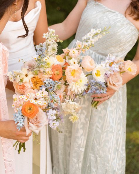 Posies for the bridesmaids ✨🩷 Mismatched Bridesmaids Bouquets, Whimsical Bridesmaid Bouquet, Whimsical Bridesmaid, Wedding Party Planning, Mismatched Bridesmaids, Bridesmaids Bouquets, Wedding Florals, Bridesmaid Bouquet, Party Planning