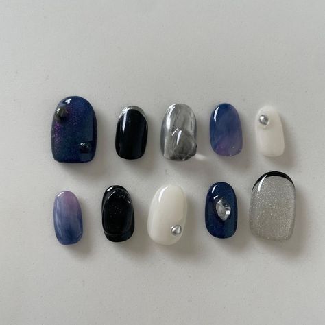 Nail Art Navy, Navy Nail Art, Multicolored Nails, Navy Nails, Hello Nails, Hippie Nails, Cute Nail Art Designs, Pretty Gel Nails, Short Acrylic Nails Designs